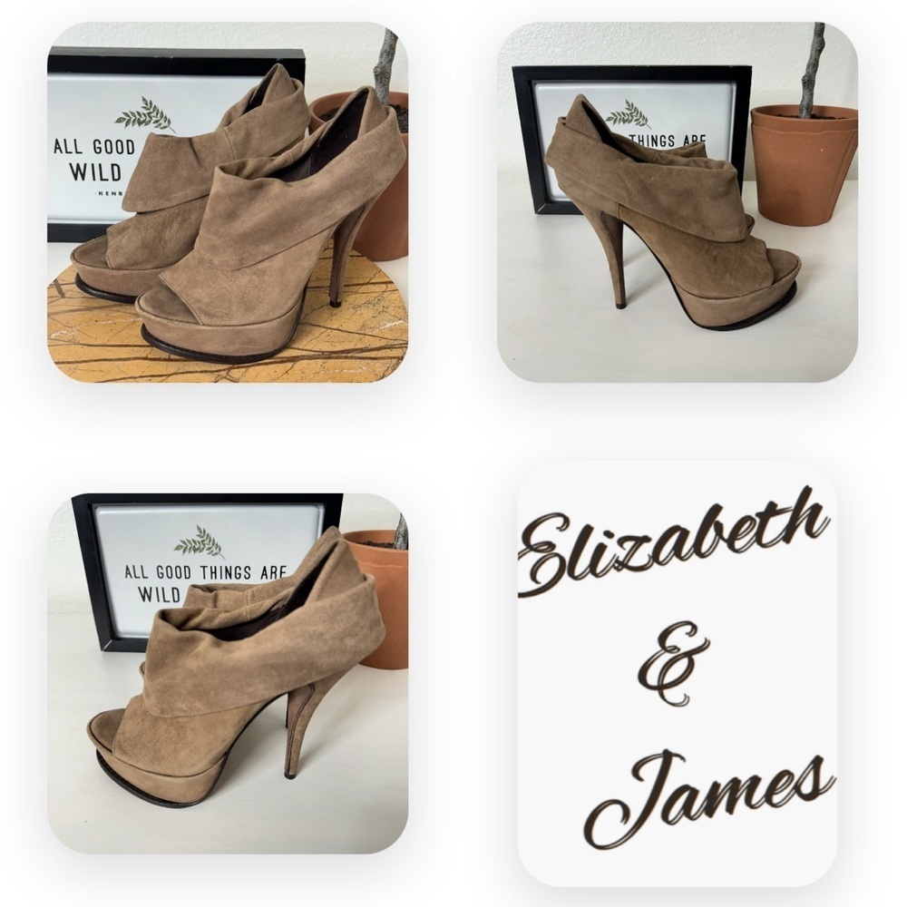 Elizabeth and James Taupe E-more Suede Leather booties Size 5.5